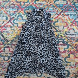 BCBG MaxAzria Gray Leopard Print Tunic Blouse XS